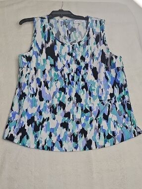 Kasper Women's Sleeveless Abstract Print Tank Top - Multicolor Size 1X
